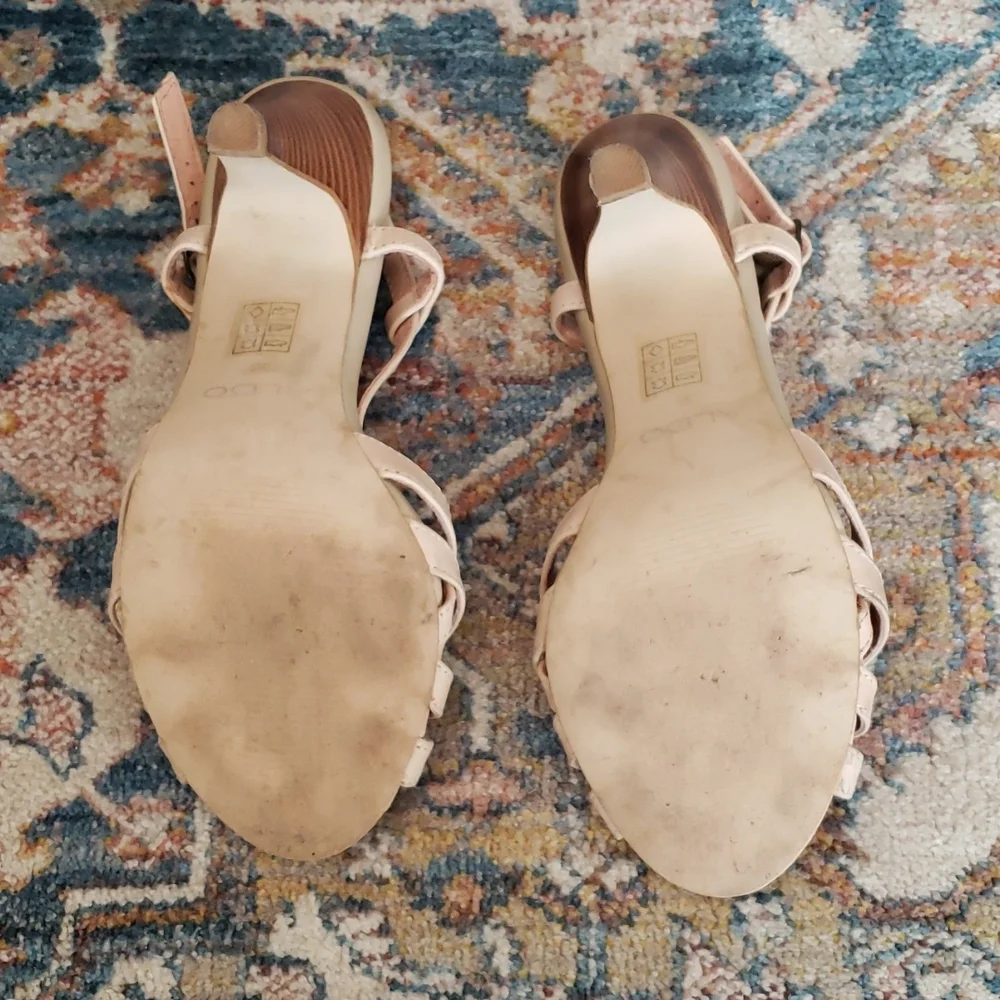 Aldo light cream beige scrappy heel sz 38 EUC - Picture 5 of 8